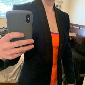 Navy Blue and Black Tuxedo Style Blazer